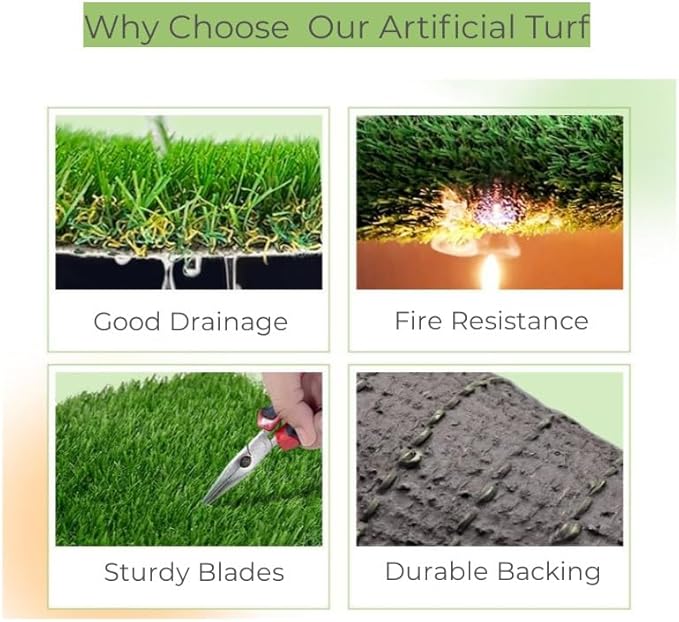 Artificial Grass Rug 1.38" Thickness, 8x19 Feet Indoor Outdoor Fake Grass Carpet, Pet Turf for Dogs, Cats, Rabbits, Chicken, Easy Install and Clean with Good Drainage