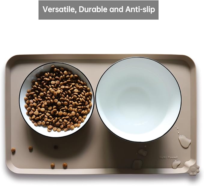 Hoki Found - Waterproof Pet Feeding Mats with High Lips, Multiple Size and Colors -T