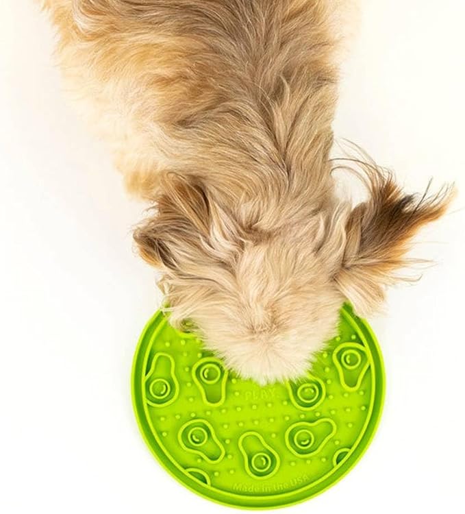P.L.A.Y. Enrichment Feeding Lick Mat for Dogs & Cats - ZoomieRex EverLick, Great for Puppies & Small, Medium, Large Dogs - Alleviate Boredom, Slow Feeder for Meal or Treats, Dishwasher Safe (Green)