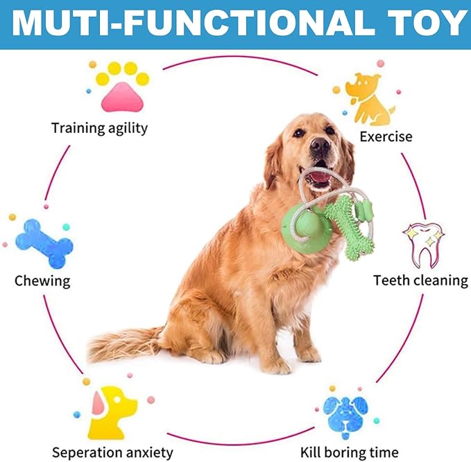 Dog Chew Suction Cup Tug of War Toy, Interactive Dog Toy, Puppy Teething Toys, Chew Toy(Green)