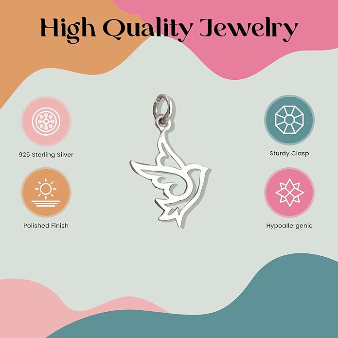 FashionJunkie4Life Sterling Silver Bird Pendant Necklaces for Women