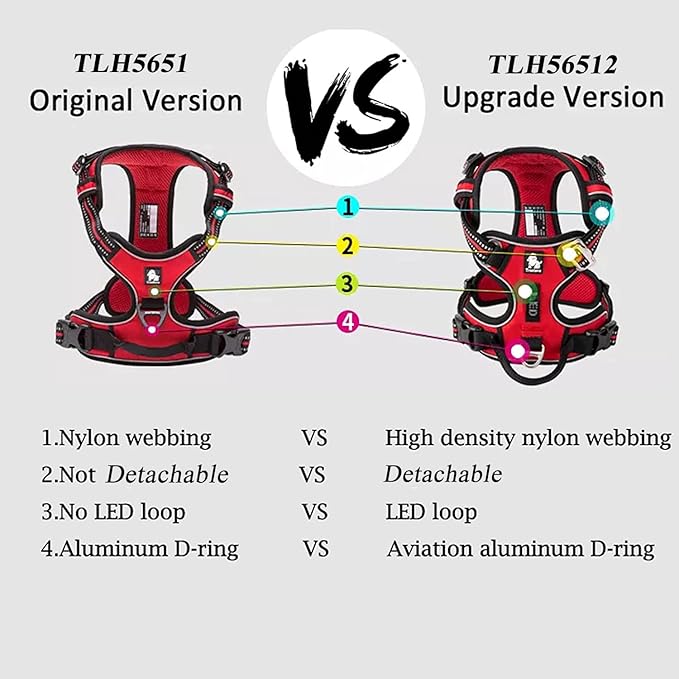 TRUE LOVE Dog Harness No Pull Nylon Reflective Pet Harness Adjustable Comfortable Control Step-in Brilliant Colors Truelove TLH56512 XS Red