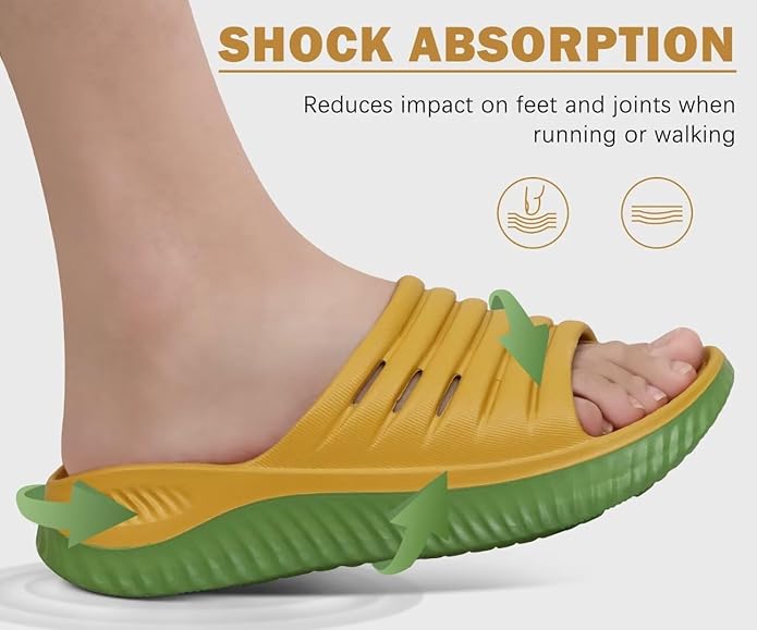 KuaiLu Womens Recovery Sandals With Comfortable Plantar Fasciitis Support,Ladies Orthotic Open Toe Sport Slides Thick Cushion Reduces Stress on Feet,Joints & Back Post-Exercise