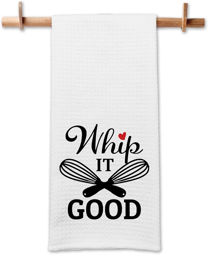 Funny Kitchen Dish Towels Gift Whip It Good Humorous Hand Towels for Kitchen Decor Flour Sack Towels Sweet Housewarming Gifts Funny Decorative Dishcloths Birthday Gifts for Mom Dad Friend
