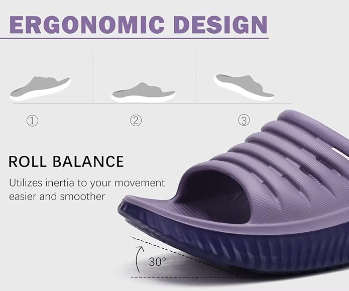 KuaiLu Womens Recovery Sandals With Comfortable Plantar Fasciitis Support,Ladies Orthotic Open Toe Sport Slides Thick Cushion Reduces Stress on Feet,Joints & Back Post-Exercise