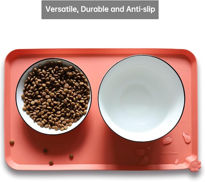 Hoki Found -Waterproof Pet Feeding Mats with High Lips - Multiple Size and Colors for Dogs, Cats & Others-BC