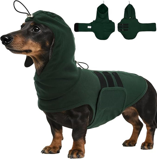 Calming Vest for Small Dogs-M,Adjustable Chest & Hood | Soft Lightweight Wrapped Shirt Relief Anxiety,Fear of Walking Out,Noise,Riverside,Fireworks (DarkGreen)