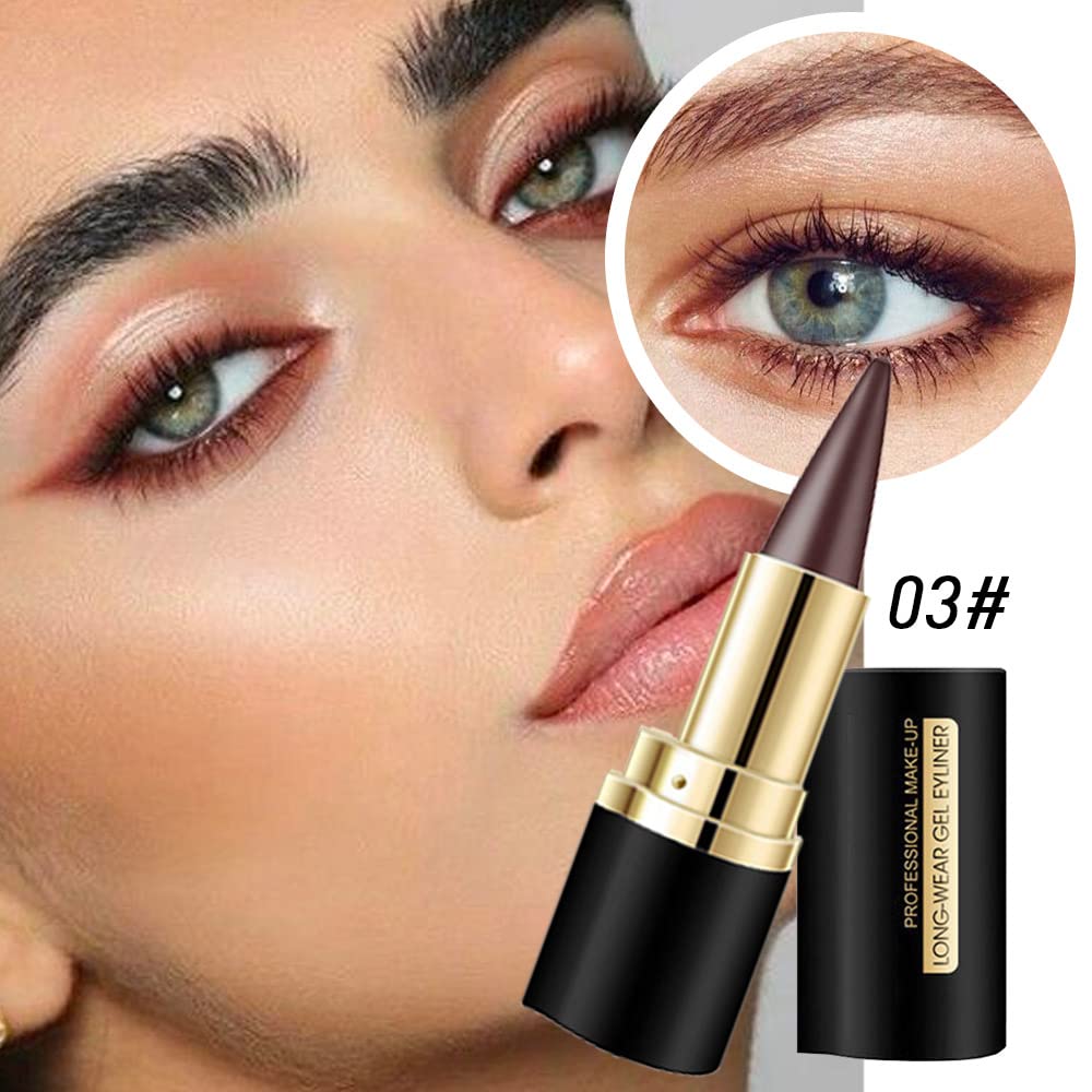 evpct 2Pcs Black Brown Long Wear Gel Eyeliner Pencils for Eye Black Face Paint, Goth Halloween Makeup Kit, Eye Liner Waterproof Smudge Proof, Cream Coal Brown Eyeliner Lipstick Set, delineador de ojos