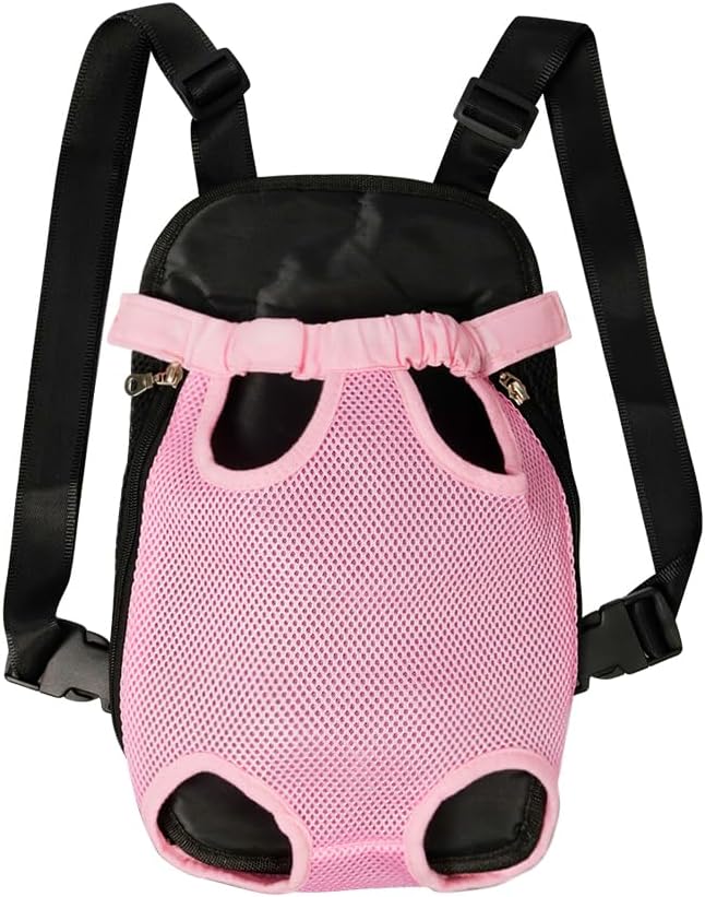 FEimaX Dog Carrier Backpack Pet Legs Out Front Cat Travel Bag, Adjustable Puppy Backpacks Carriers Hands-Free for Small Medium Dogs Cats Hiking Traveling Camping Daily Walking (Small, Pink)