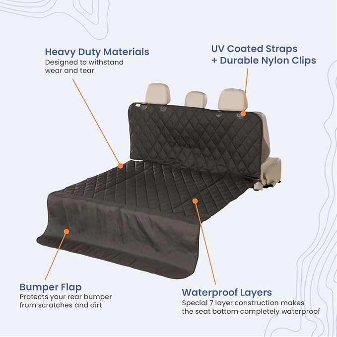4Knines SUV Cargo Liner for Dogs – Dog Trunk Cover – Heavy-Duty, Waterproof Pet Seat Protector – Durable Cargo Liners for Dogs – USA-Based Company - Small (Black)