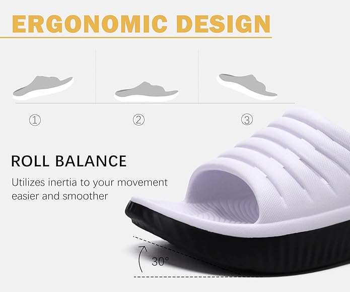 KuaiLu Womens Recovery Sandals With Comfortable Plantar Fasciitis Support,Ladies Orthotic Open Toe Sport Slides Thick Cushion Reduces Stress on Feet,Joints & Back Post-Exercise
