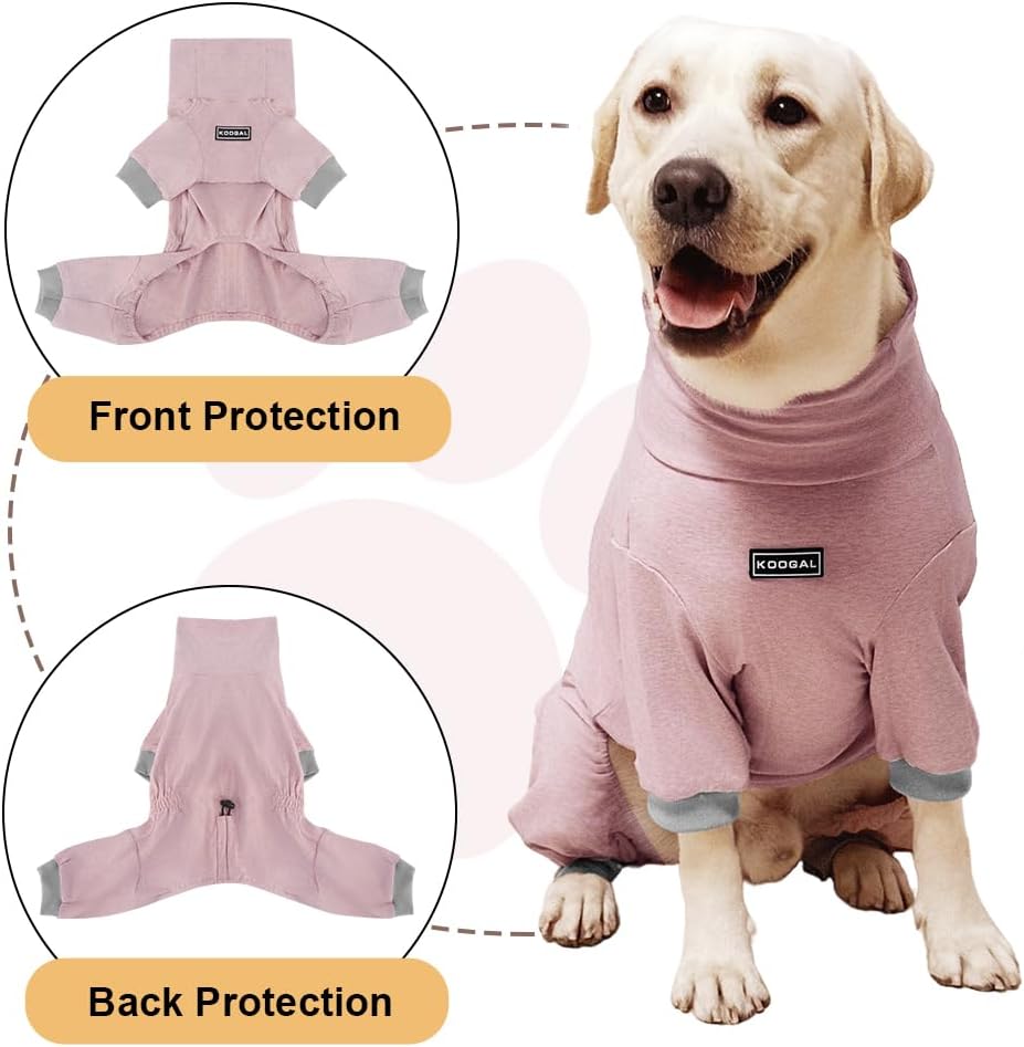 Dog Pyjamas PJS Sweater Clothes and Home Clothing Suitable for Medium to Large Breeds of Dogs, Dog Neutering Suits, Extra-Large Stretch Fabric, Four-Legged Clothes (Thin Pink, 4XL)