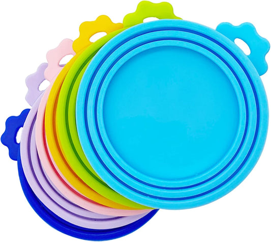 Food Can covers | 6 Pack Silicone Can Lids for Dog and Cat Food | Universal BPA Free | One Can Cap Fit Most Standard Size Canned Dog Cat Food