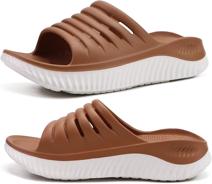 KuaiLu Womens Recovery Sandals With Comfortable Plantar Fasciitis Support,Ladies Orthotic Open Toe Sport Slides Thick Cushion Reduces Stress on Feet,Joints & Back Post-Exercise