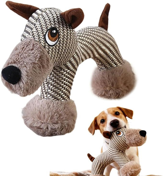 Linen Safari Companions Dog Toys, Durable Linen Dog Toy with Squeaker for Small Medium Large Dogs, Chew Resistant Animal Shaped Toys for Aggressive Chewers Puppy Anxiety Relief (Dog)