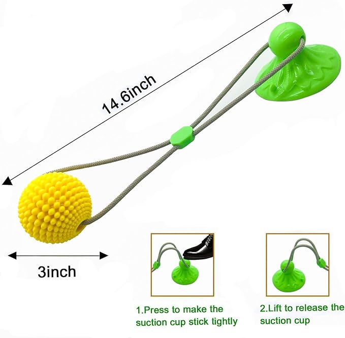 Corn Ball Chew Toys for Aggressive chewers, Interactive Suction Cup Dog Tug of War Toys, Teething Rope Toys for Dog Boredom, Enrichment Teeth Cleaning for Medium Large Dogs (Green)