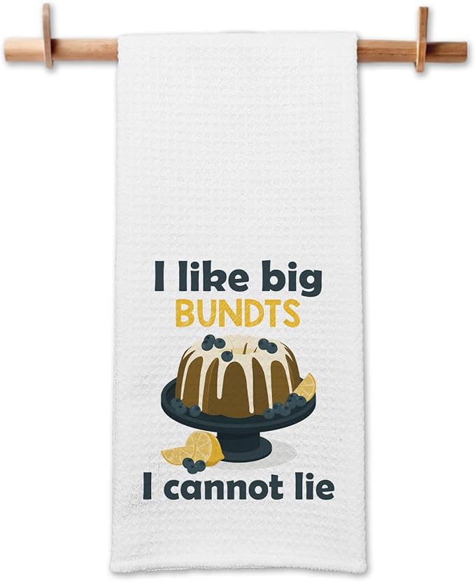 Funny Baking Kitchen Towels I Like Big Bundts I Cannot Lie Cleaning Cloth Funny Sayings Humorous Dish Towels Farmhouse Kitchen Decor Sweet Housewarming Gifts for Women Men Chef Bake Lover