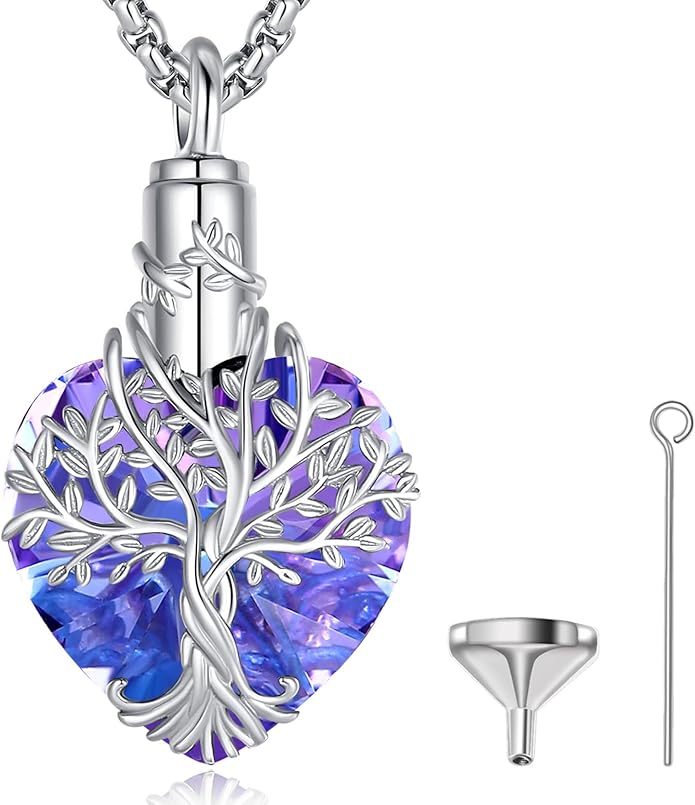 EUDORA Sterling Silver Urn Necklace for Ashes for Women Men, Ash Pendant for Human Cat Dog Ashes, Necklace for Ashes of Loved One Dad Mom Papa Pet Cremation Souvenir Jewelry for Funeral, 20inch