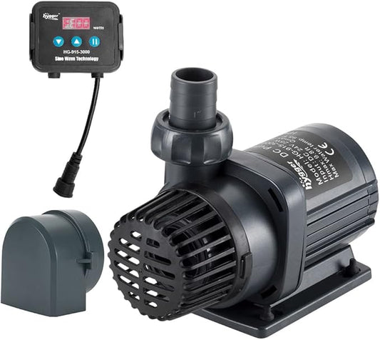 hygger 24V DC Water Pump Inline/Submersible Saltwater Aquarium Pump with LCD Display Controller 1350 GPH Return Pump for Coral Reef Tank Sump