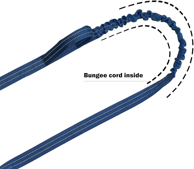 ICEFANG Tactical Dog Leash,K9 Training Walking Bungee Lead with 2 Control Handle,Heavy Duty Quick Release Metal Clasp,for Medium Large Breed (Reflective Blue, 6 FT)