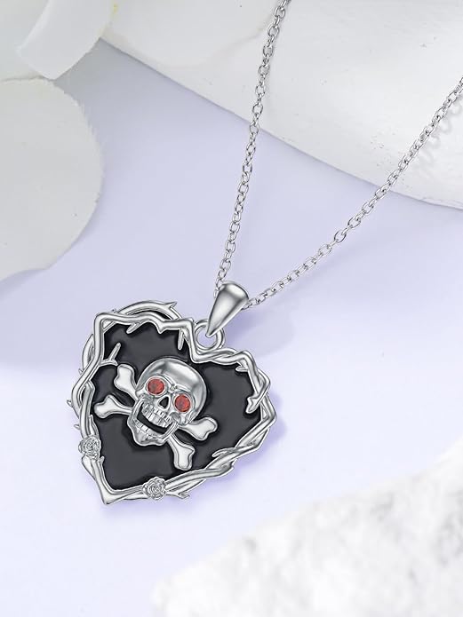 Gothic Necklace 925 Sterling Silver Cat Pumpkin/Spider/Skull Necklace Gothic Jewelry for Women Daughter