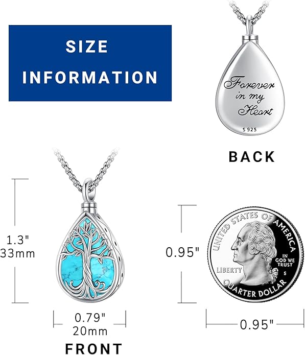 Eusense Cremation Jewelry for Ashes Urn Necklace to Put Ashes In 925 Sterling Silver Memorial Pendant Tree of Life Infinity Urn Necklaces for Ashes Necklace for Women Men