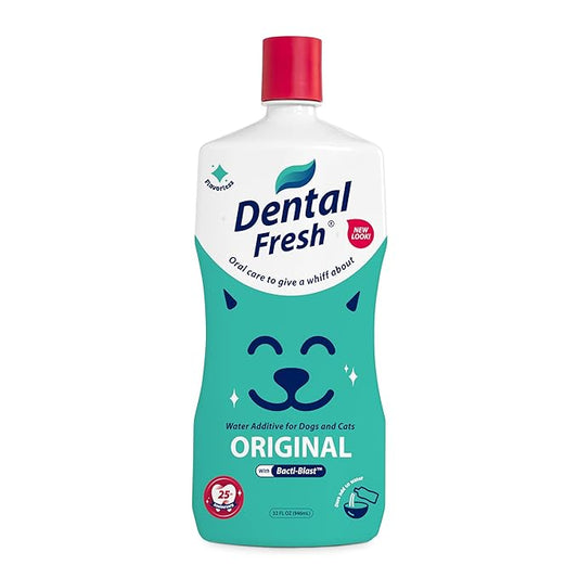 Dental Fresh Water Additive for Dogs and Cats, Clean Teeth and Fresh Breath, Daily Pet Oral Care, Flavorless, 32 fl oz