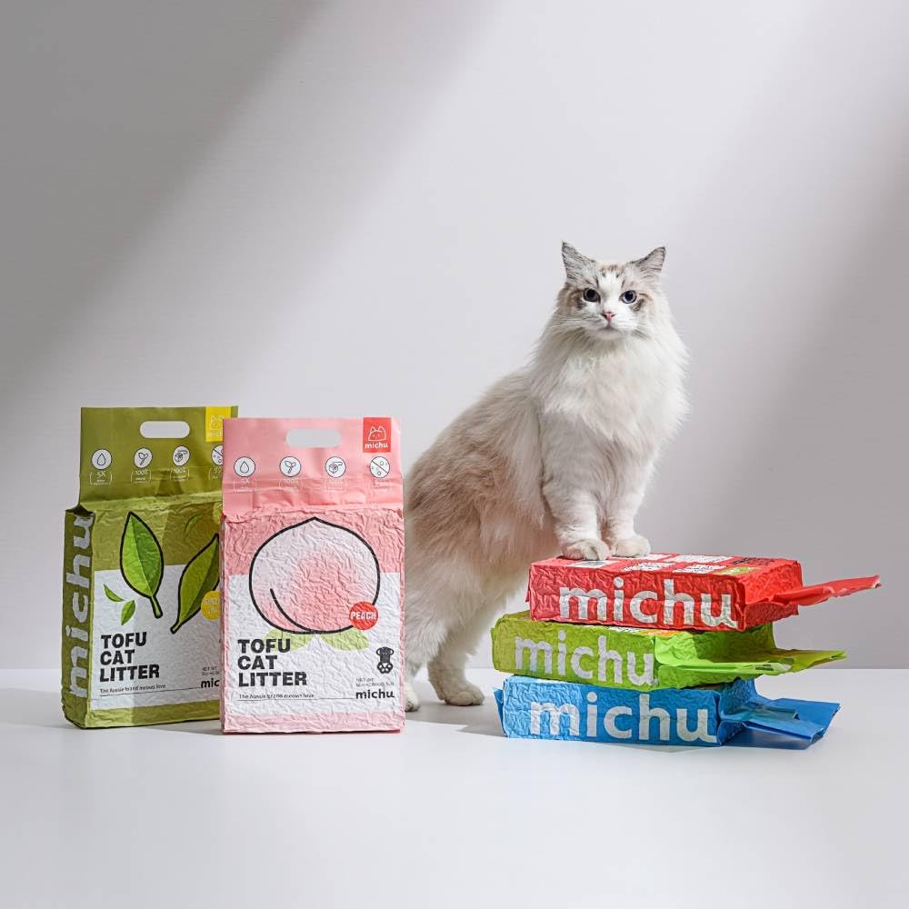 Tofu Cat Litter Natural Clumping Tofu Cat Litter, Fast Clumping and Easily Scoop-able 5.5lb/88oz 5 Scents - Greentea, 6 Pack