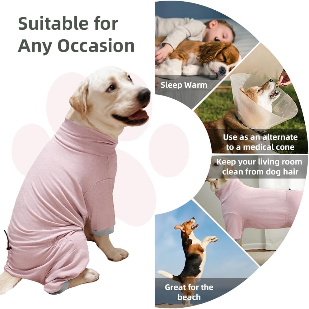 Dog Pyjamas PJS Sweater Clothes and Home Clothing Suitable for Medium to Large Breeds of Dogs, Dog Neutering Suits, Extra-Large Stretch Fabric, Four-Legged Clothes(Thin Pink, 2XL)