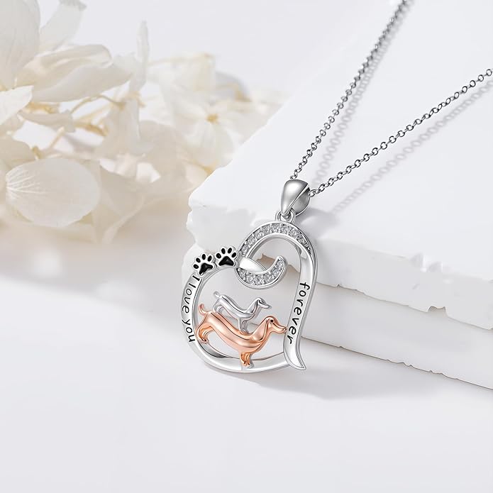 Dog/Paw Print/Infinity Necklace for Women 925 Sterling Silver Heart Dogs Pendant Necklaces Jewelry Christmas Birthday Gifts for Dog Lovers Friends
