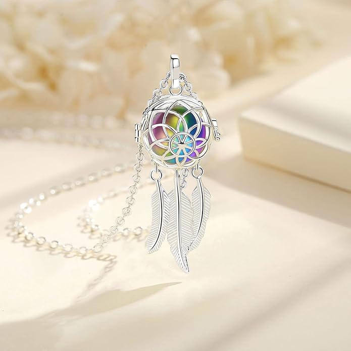 INFUSEU Unique Urn Necklaces for Ashes for Women, Cremation Jewelry for Human Pet Ashes, 24 Inch Chain