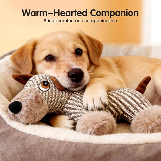Linen Safari Companions Dog Toys, Durable Linen Dog Toy with Squeaker for Small Medium Large Dogs, Chew Resistant Animal Shaped Toys for Aggressive Chewers Puppy Anxiety Relief (Elephant)