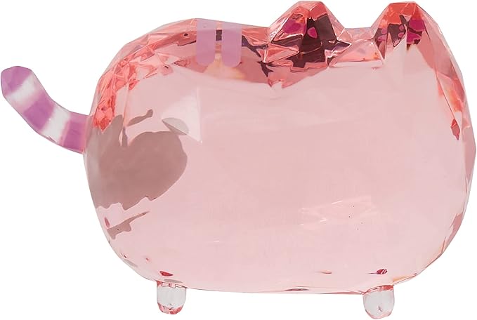 Enesco Facets Pusheen The Cat with Heart Figurine, 1.69 Inch, Pink