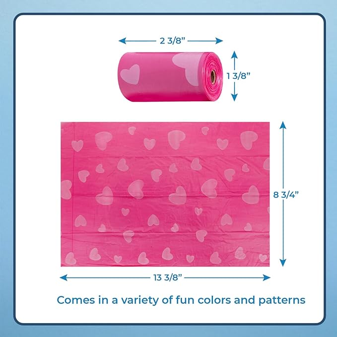 Best Pet Supplies Dog Poop Bags for Waste (150 Bags) Refuse Cleanup, Doggy Roll Replacements for Outdoor Puppy Walking and Travel, Leak Proof and Tear Resistant, Thick Plastic - Assorted Colors