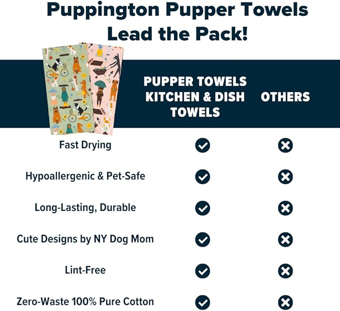 Dog Kitchen Towels for Plant Lovers - Gardening Gifts for Women & Dog Lovers - Dish Towels Dog Mom Gifts for Gardeners 2-Pack (Spring Pups)