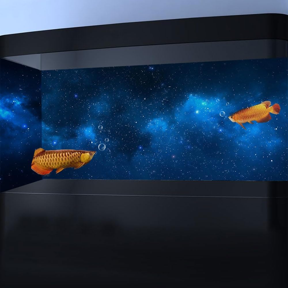 48X18IN Starry Aquarium Background, Art Starry Fish Tank Decorations Background, with 8 EVA Double-Sided Tape