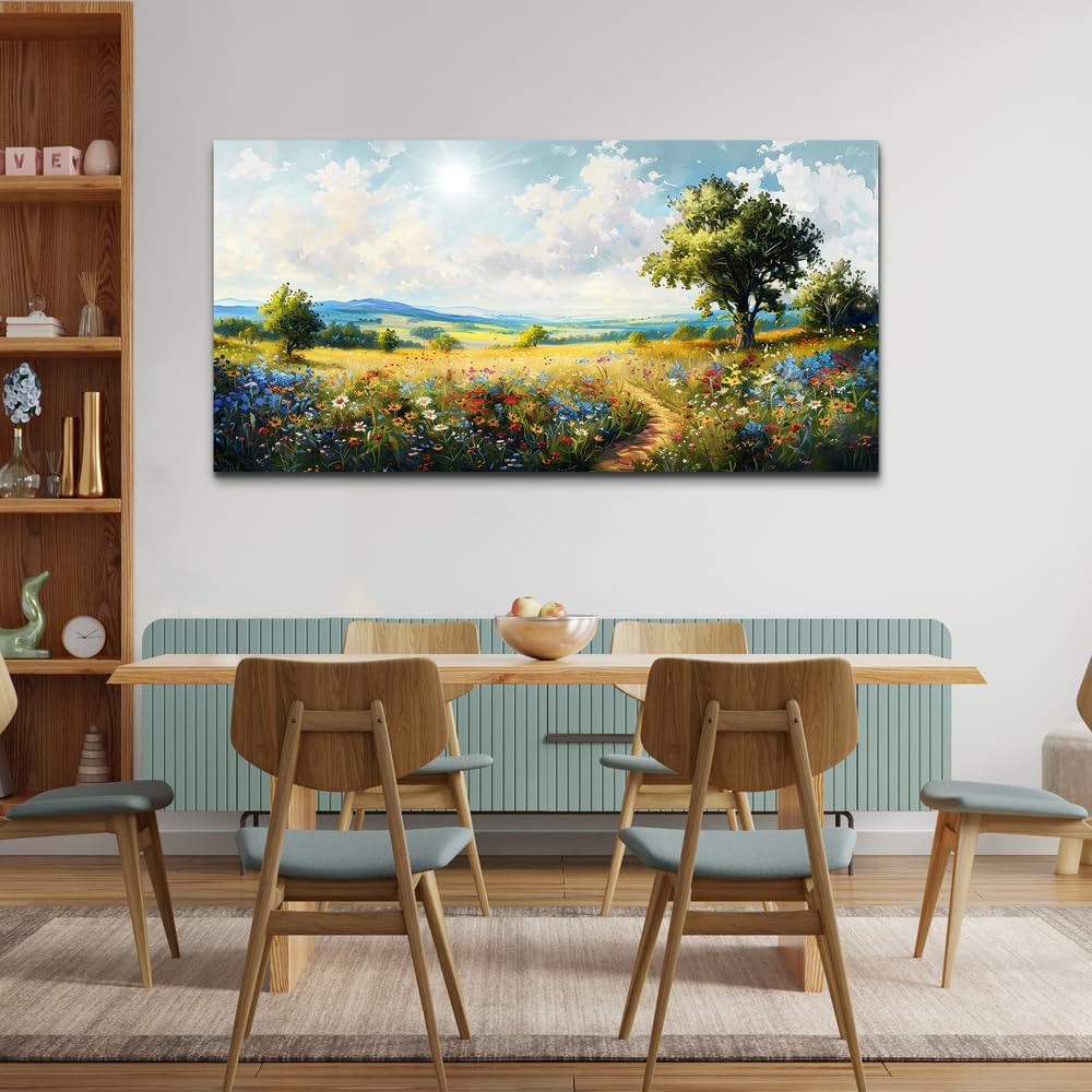 hyidecorart Nature Field Scenery Abstract Painting Large Wall Art For Living Room Bedroom Wall Decor Pictures Artworks Modern Wall Decorations For Office Canvas Prints Home Art Decor 24"X 48"