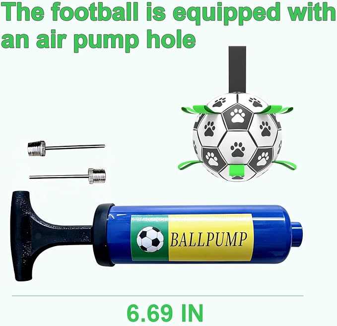 Dog Toys, Dog Soccer Ball with Straps for World Cup, Interactive Dog Balls for Small Medium Breed, Dog Birthday, Herding Ball, Durable Toy for Puppy Outdoor Play (6 Inch)
