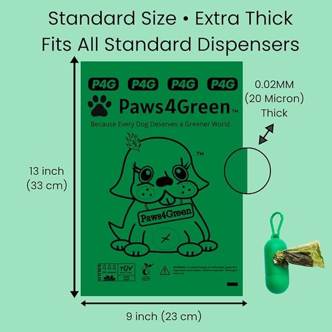 100% Certified Home Compostable Poop Bags (135 Count 9 Rolls), Plant Based, Extra Thick (20 Micron) Leak Proof, Unscented Standard Size 9 X 13'', ASTM D6400 & EN 13432 Compliant