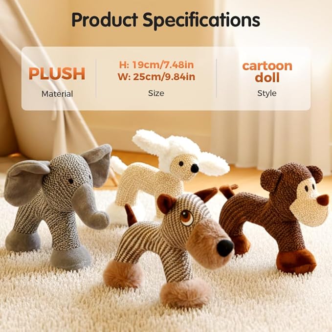 Linen Safari Companions Dog Toys, Durable Linen Dog Toy with Squeaker for Small Medium Large Dogs, Chew Resistant Animal Shaped Toys for Aggressive Chewers Puppy Anxiety Relief (Sheep)