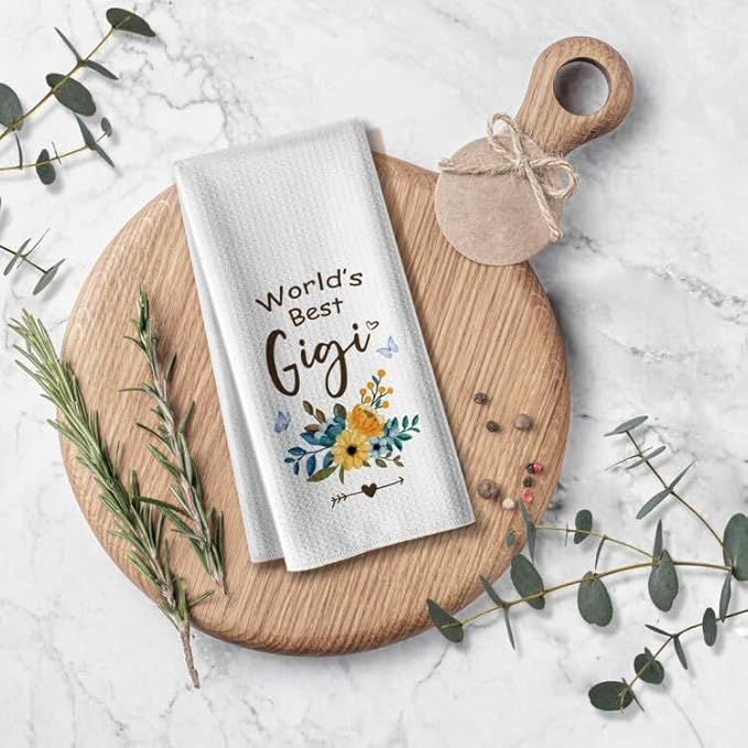 Gigi Kitchen Towels,Funny Joked Flour Dishcloth,16 *24 Inches,Microfiber Dish Towel Decor,Hilarious Absorbent Hand Tea Rags,World ’S Best Gigi Grandma Gifts On Birthday Christmas Mothers Day