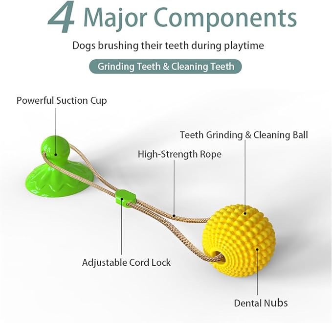 Corn Ball Chew Toys for Aggressive chewers, Interactive Suction Cup Dog Tug of War Toys, Teething Rope Toys for Dog Boredom, Enrichment Teeth Cleaning for Medium Large Dogs (Green)
