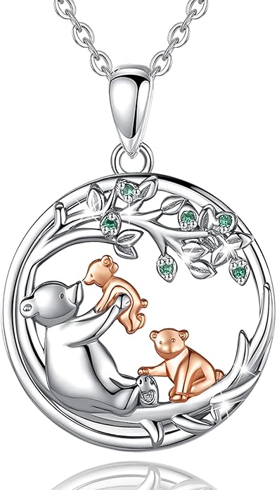 EUDORA Sterling Silver Mother Daughter Necklace for Women, Mama Son Daughter Necklace Pendant for Mom and Daughter,Mom Jewelry from Daughter Mother's Day Gift for Mother Daughter Aunt Grandma