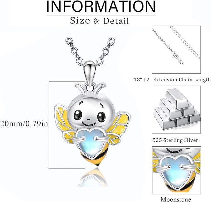 Dreamboat Moonstone Animal Pendant Necklace for Women 925 Sterling Silver Cute Animals Jewelry Gifts