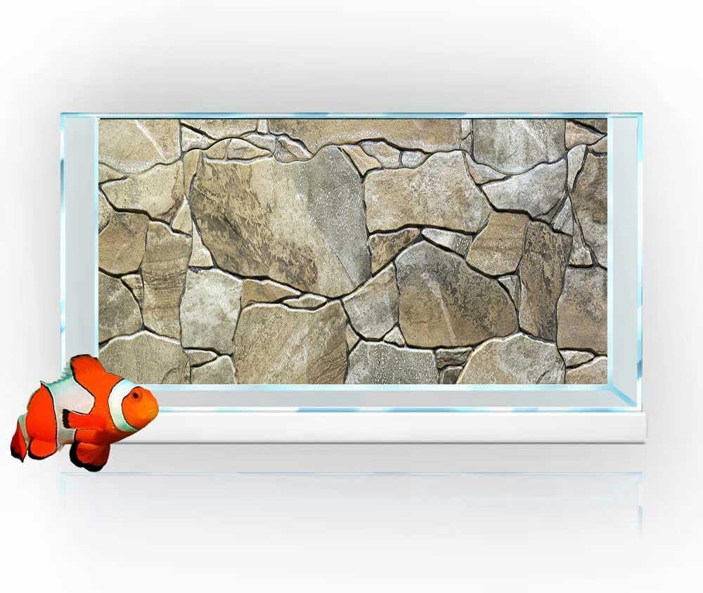 72X18IN Marble Aquarium Background, Art Marble Aquarium Background, Natural Marble Glass Terrarium Background with 8 EVA Double-Sided Tape
