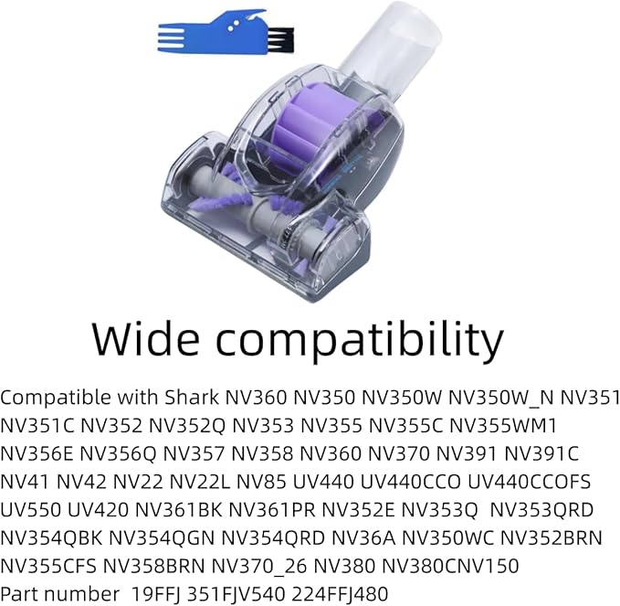 Upgraded Pet Hair Power Brush Tool Attachment for Shark Navigator Lift-Away Deluxe Upright NV360 NV350 NV352 NV356E NV370 NV22L UV420 UV410 UV440 Vacuum Replacement Parts Numbers 119FFJ Purple