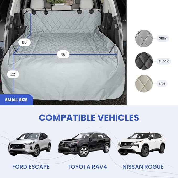 4Knines SUV Cargo Liner for Dogs – Dog Trunk Cover – Heavy-Duty, Waterproof Pet Seat Protector – Durable Cargo Liners for Dogs – USA-Based Company - Small (Black)