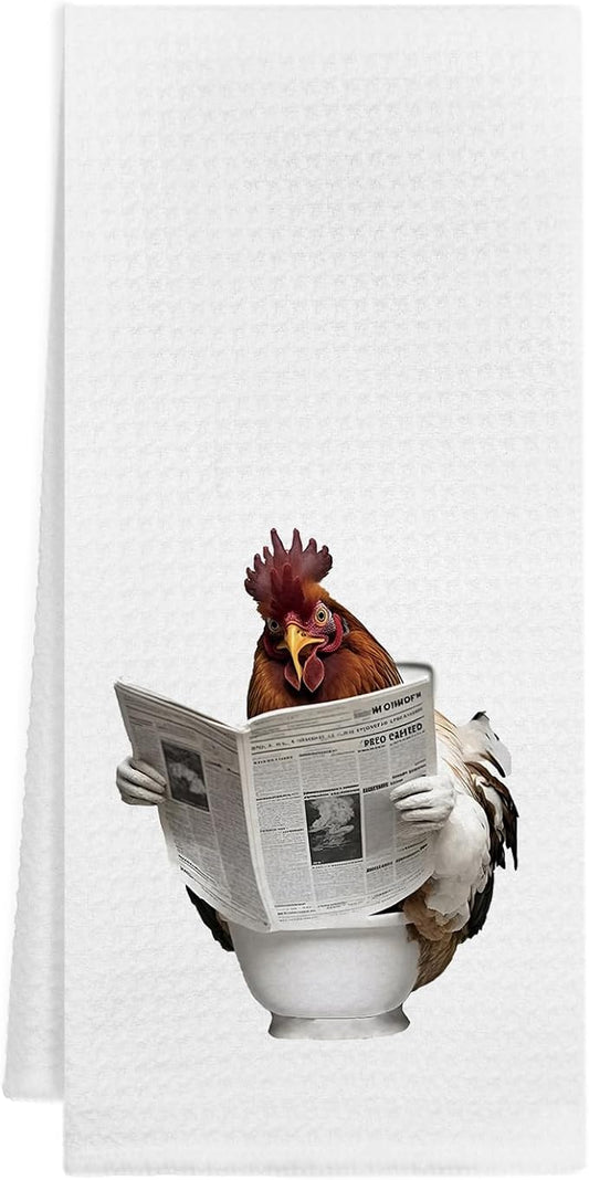 Funny Rooster Chicken Bathroom Hand Towels, Chicken Lovers Mom Lady Gifts Decorative Hand Towels for Bathroom Decor, 16x24 Inch