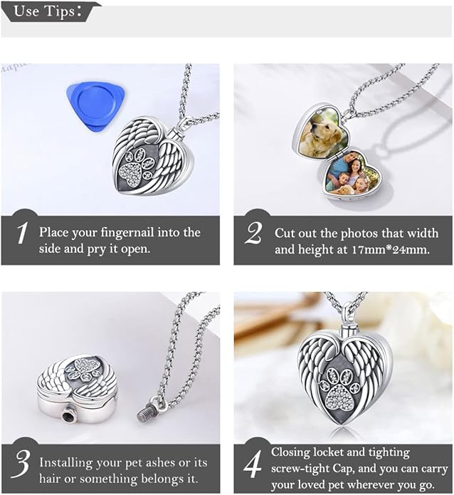 Eusense Cremation Jewelry for Ashes Urn Necklace to Put Ashes In 925 Sterling Silver Memorial Pendant Heart Urn Necklaces for Ashes Necklace for Women Men