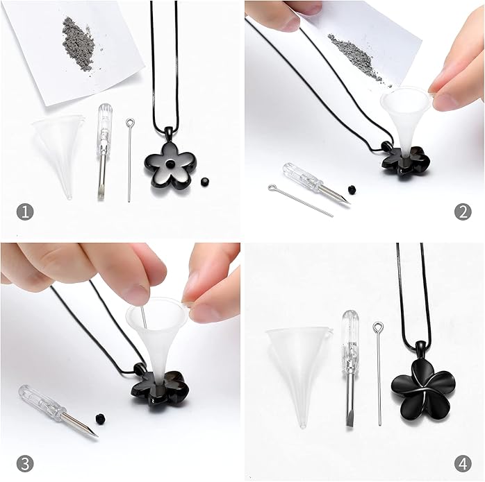 Flower Cremation Ashes Jewelry Cremation Necklace Memorial Locket for Ashes Keepsake Urn Pendants for Women/Men